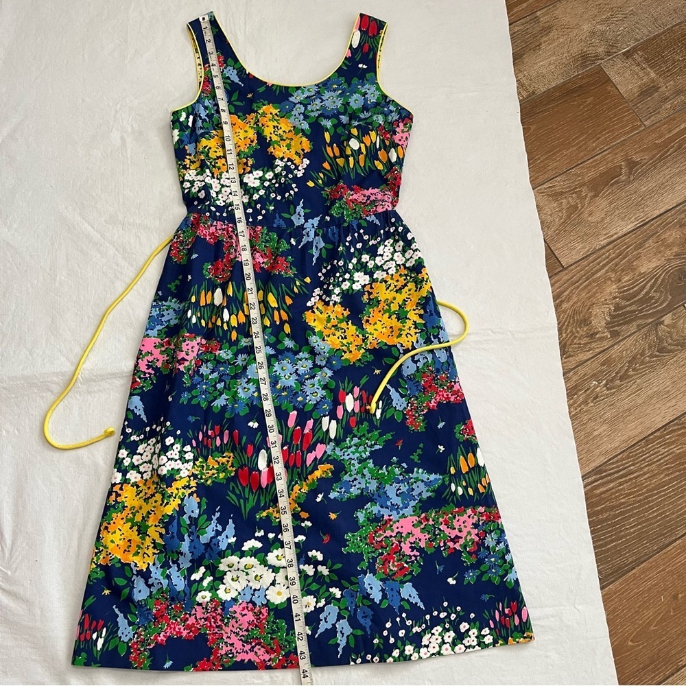 Vintage Meadowbank Blue Yellow Floral Summer Garden Dress - Picture 12 of 12